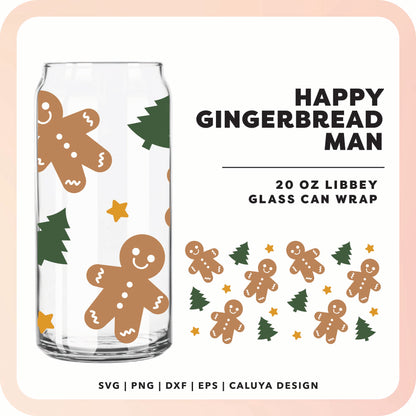 20oz Libbey Can Cup Wrap | Gingerbread Man Wrap SVG Cut File for Cricut, Cameo Silhouette | Free SVG Cut File