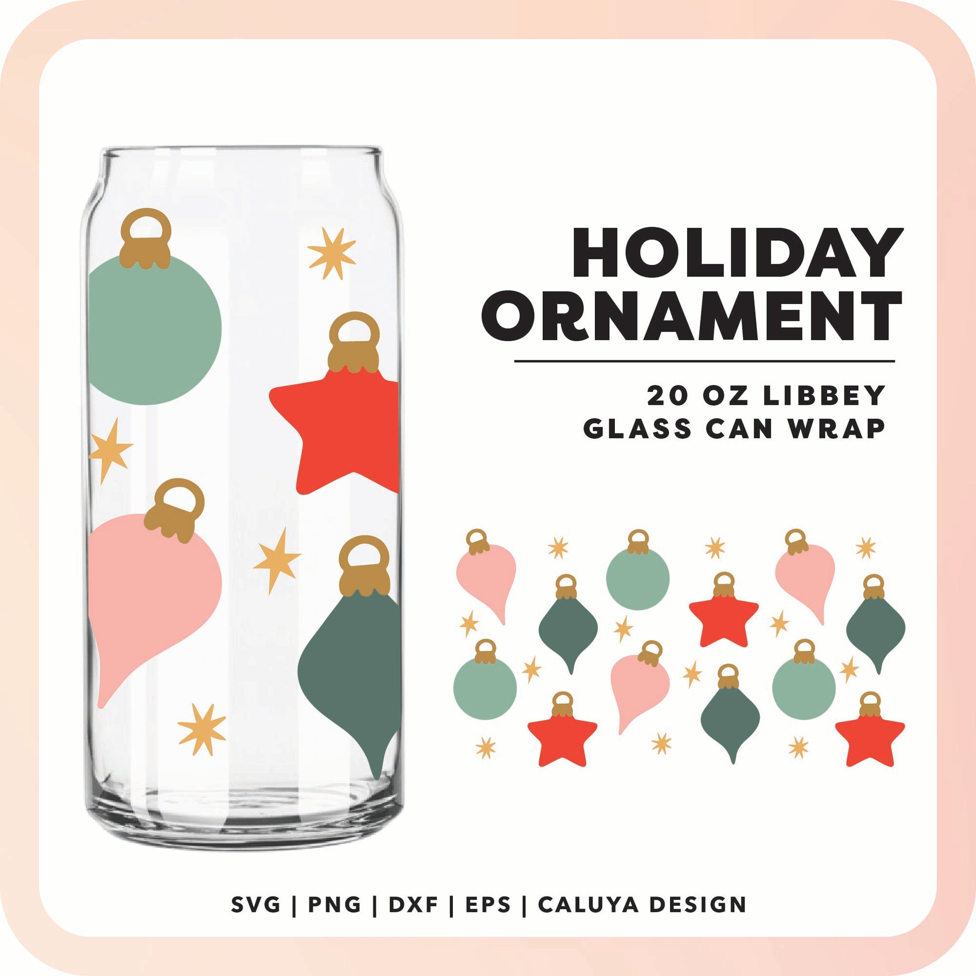 20oz Libbey Can Cup Wrap | Ornament Wrap SVG Cut File for Cricut, Cameo Silhouette | Free SVG Cut File
