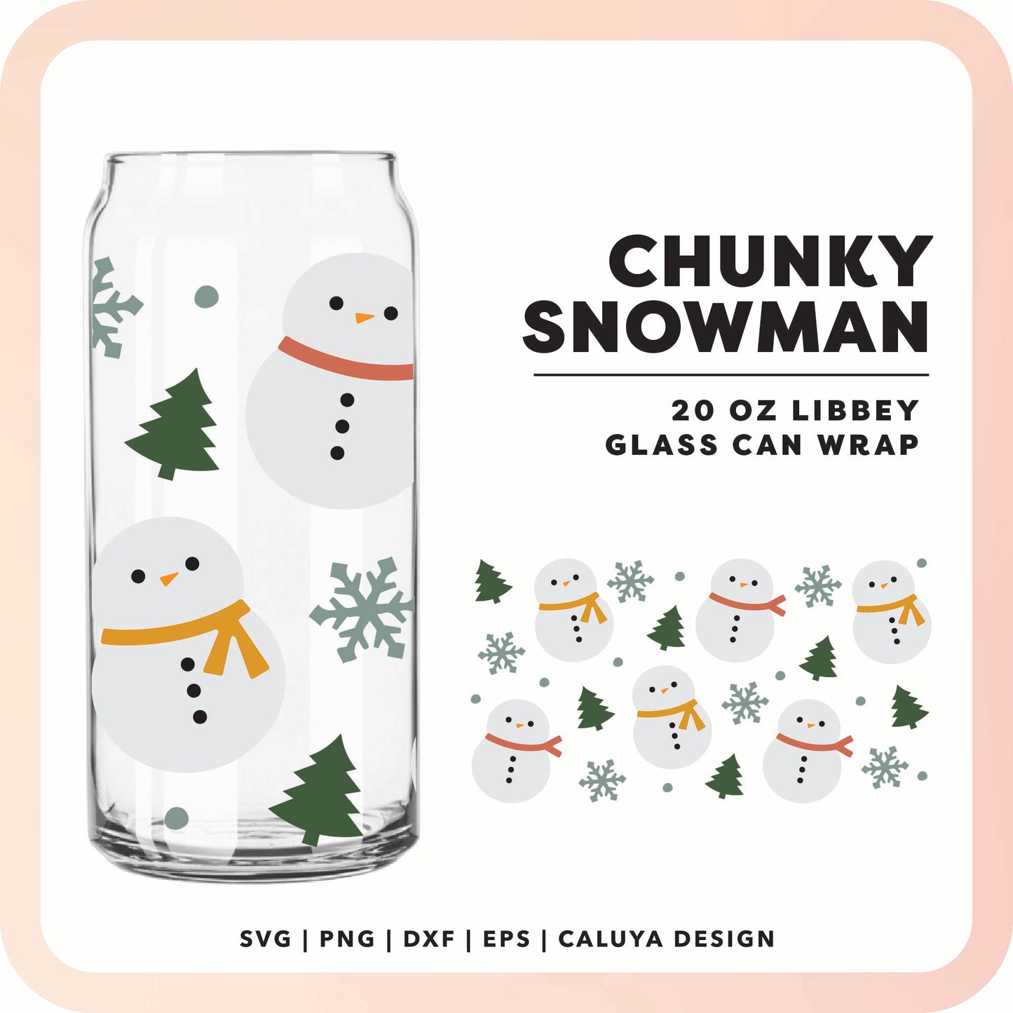 20oz Libbey Can Cup Wrap | Snowman SVG Cut File for Cricut, Cameo Silhouette | Free SVG Cut File