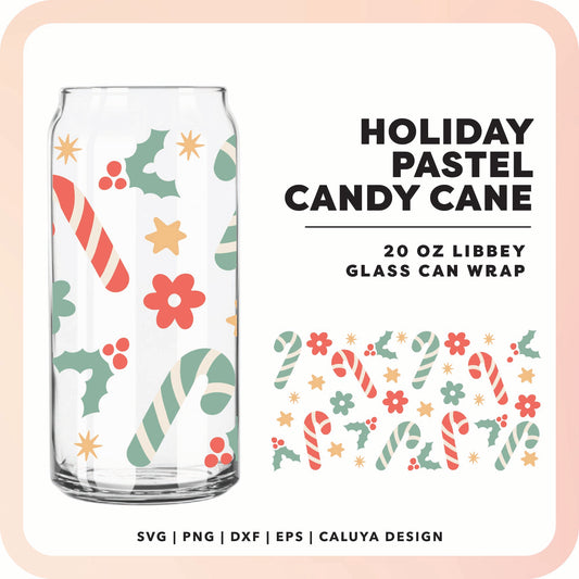 20oz Libbey Can Cup Wrap | Pastel Candy Cane SVG Cuttable File, fully compatible with Cricut, Cameo Silhouette and other major cutting machines for your craft project! This SVG will be perfect for decorating libbey can glass and venti tumbler with your Cricut! Also comes with following extensions: SVG, PNG, DXF & EPS