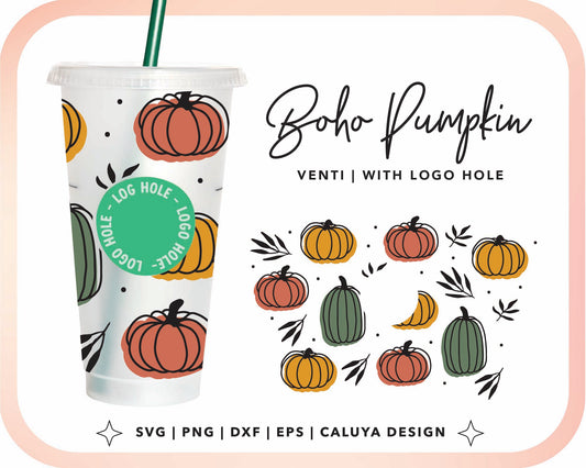 With Logo Venti Cup Wrap SVG | Boho Pumpkin Cup Wrap Cut File for Cricut, Cameo Silhouette | Free SVG Cut File
