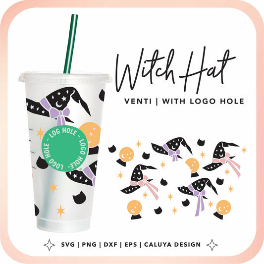 With Logo Venti Cup Wrap SVG | Witch Hat Cup Wrap Cut File for Cricut, Cameo Silhouette | Free SVG Cut File
