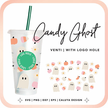 With Logo Venti Cup Wrap SVG |  Cute Daisy Ghost Cup Wrap Cut File for Cricut, Cameo Silhouette | Free SVG Cut File
