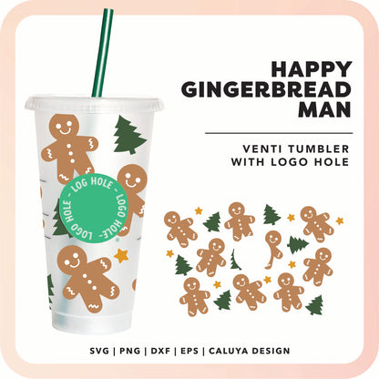With Logo Venti Cup Wrap SVG | Gingerbread Man Wrap SVG Cut File for Cricut, Cameo Silhouette | Free SVG Cut File