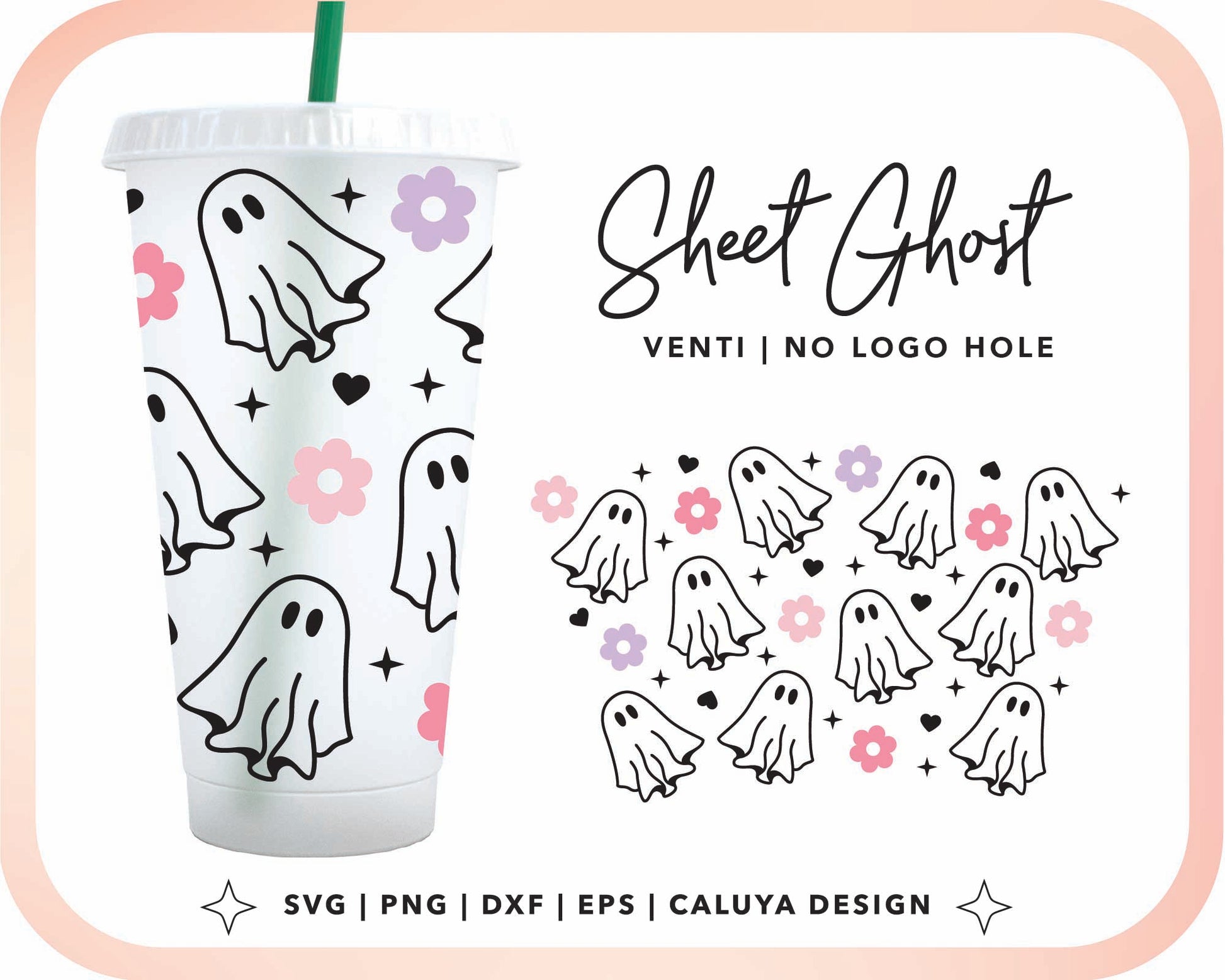 No Logo Venti Cup Wrap SVG | Sheet Ghost Cup Wrap Cut File for Cricut, Cameo Silhouette | Free SVG Cut File