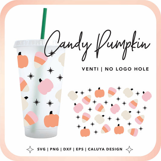No Logo Venti Cup Wrap SVG | Pumpkin Candy Corn Cup Wrap Cut File for Cricut, Cameo Silhouette | Free SVG Cut File