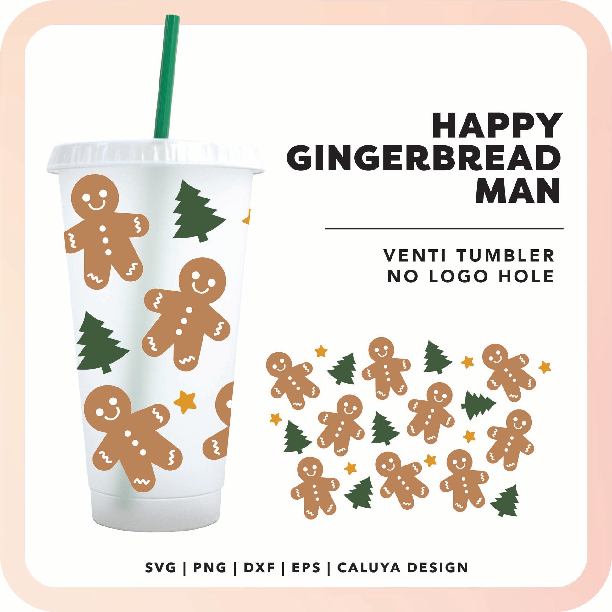 No Logo Venti Cup Wrap SVG | Gingerbread Man Wrap SVG Cut File for Cricut, Cameo Silhouette | Free SVG Cut File