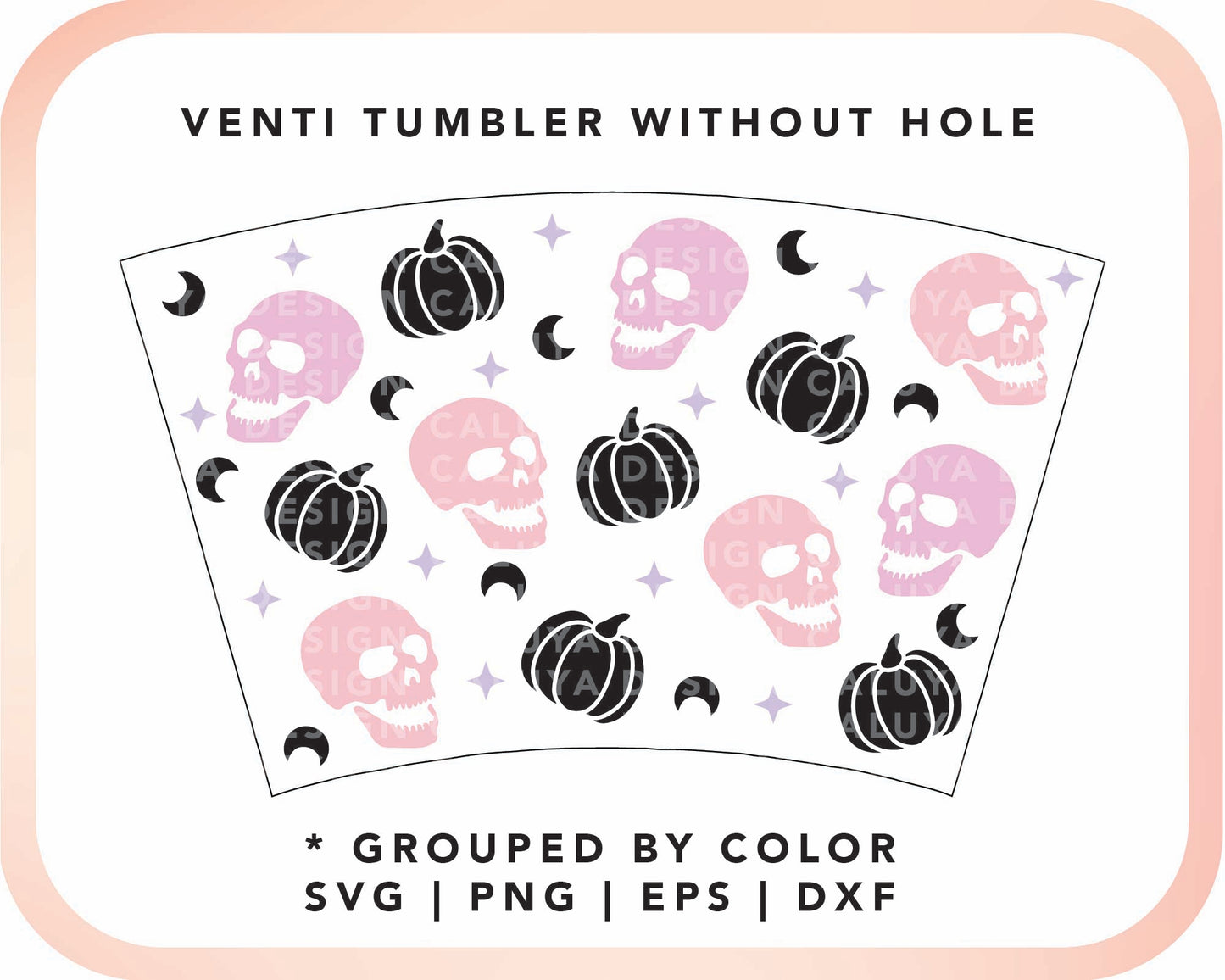 With Logo Venti Cup Wrap SVG | Pastel Skull Cup Wrap