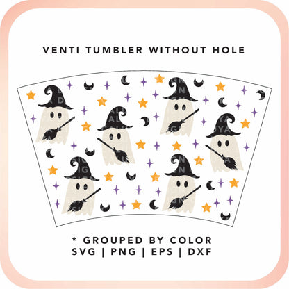 No Logo Venti Cup Wrap SVG | Witch Ghost Cup Wrap