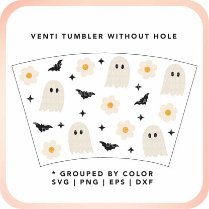 No Logo Venti Cup Wrap SVG | Cute Ghost Daisy Cup Wrap