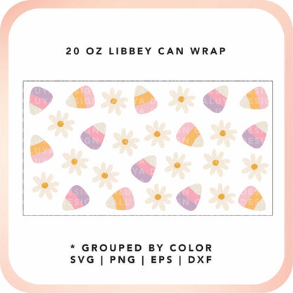 20oz Libbey Can Cup Wrap | Candy Corn & Daisy Cup Wrap