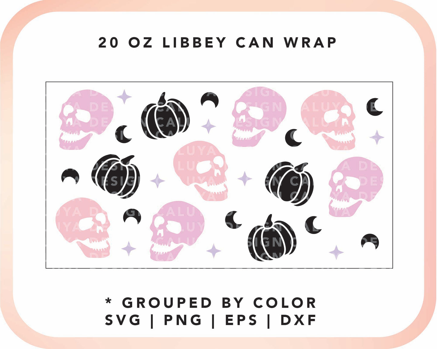 20oz Libbey Can Cup Wrap | Pastel Skull Cup Wrap