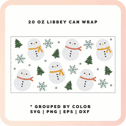 20oz Libbey Can Cup Wrap | Snowman SVG