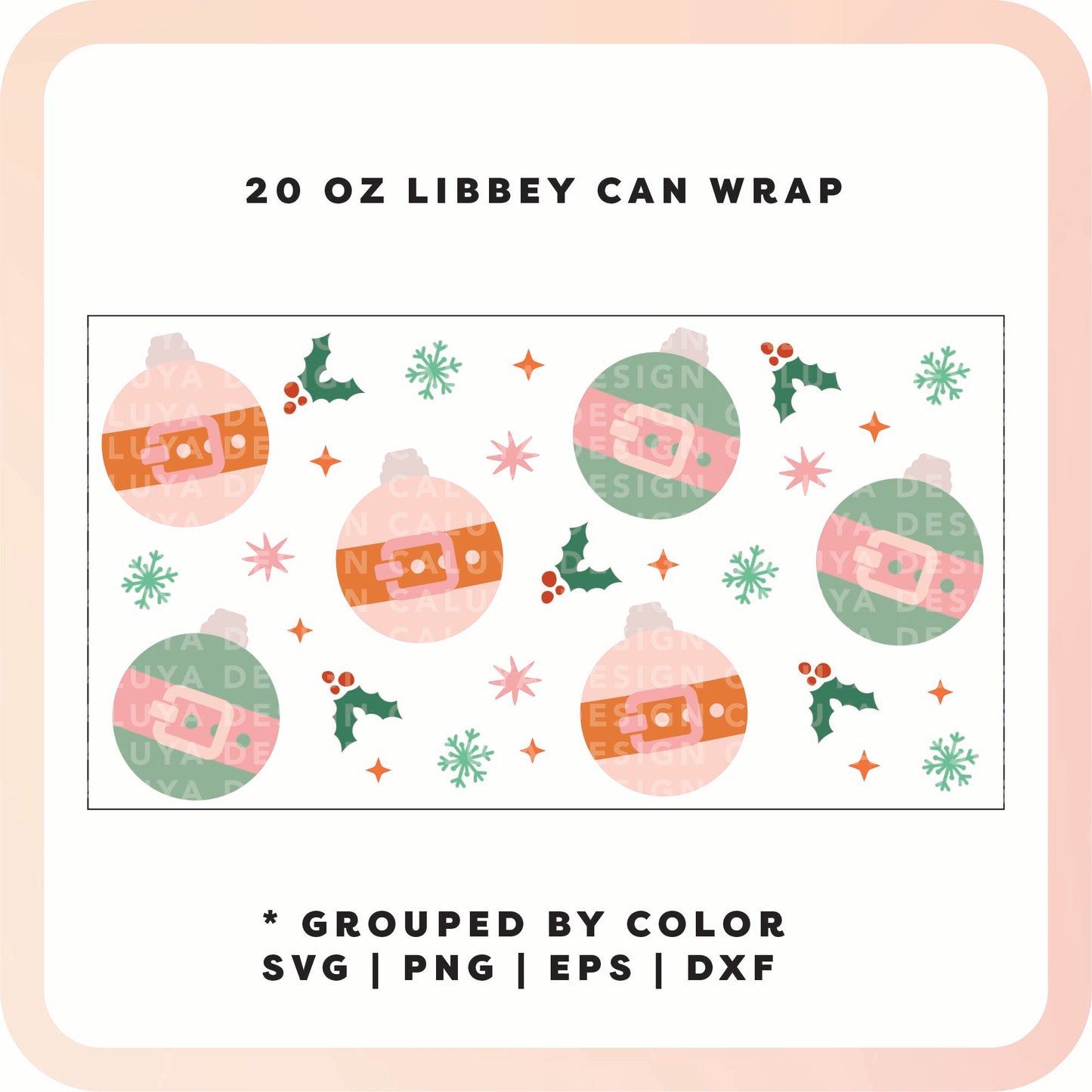 20oz Libbey Can Cup Wrap | Santa Ornament SVG