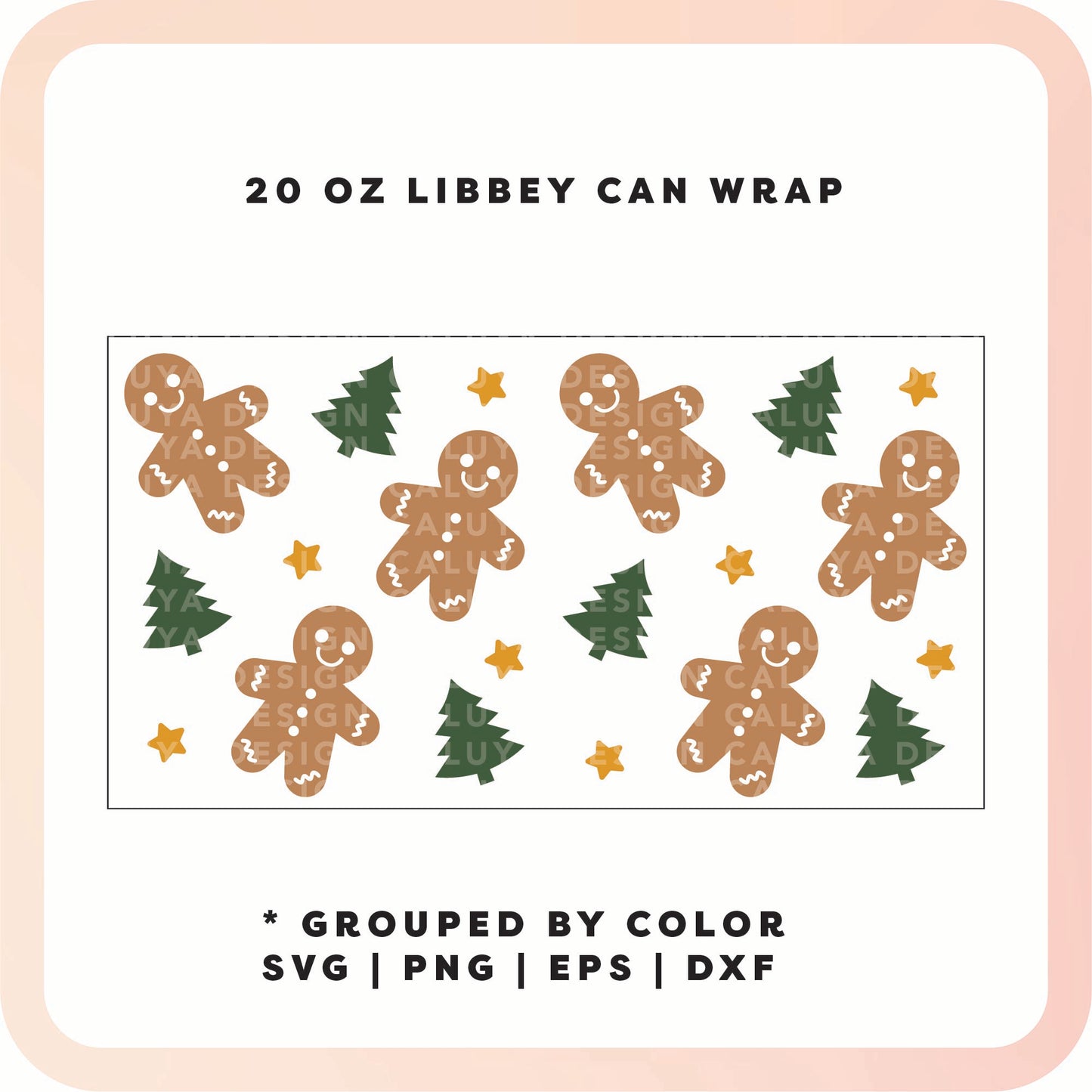 20oz Libbey Can Cup Wrap | Gingerbread Man Wrap SVG