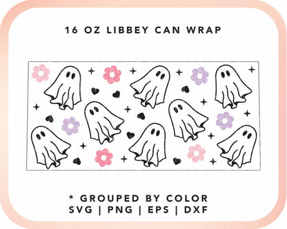 [ SVG Digital File] 16oz Libbey Can Cup Wrap | Sheet Ghost Cup Wrap