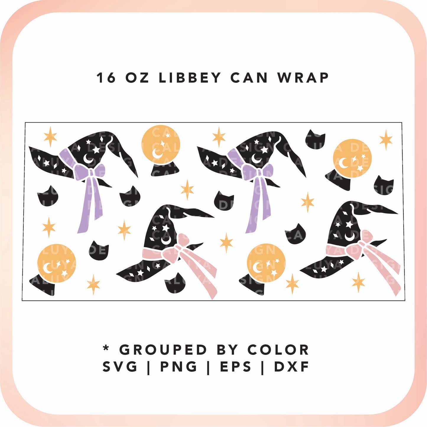 [ SVG Digital File] 16oz Libbey Can Cup Wrap | Witch Hat Cup Wrap