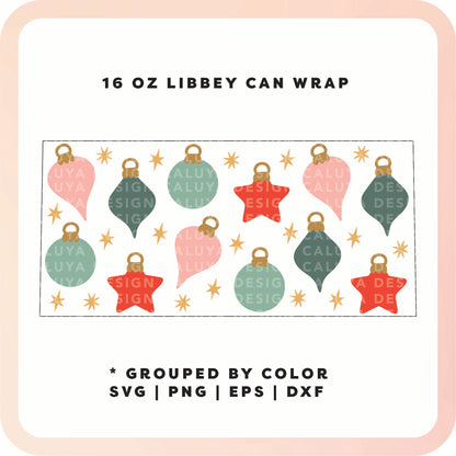 16oz Libbey Can Cup Wrap | Ornament Wrap SVG