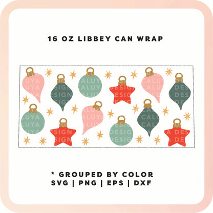 [ SVG Digital File] 16oz Libbey Can Cup Wrap | Ornament Wrap SVG