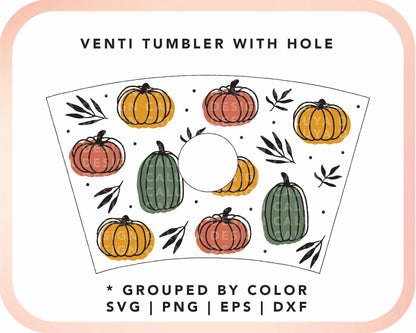 With Logo Venti Cup Wrap SVG | Boho Pumpkin Cup Wrap