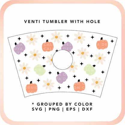 With Logo Venti Cup Wrap SVG | Daisy Pumpkin Cup Wrap