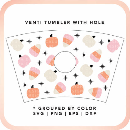 With Logo Venti Cup Wrap SVG | Pumpkin Candy Corn Cup Wrap