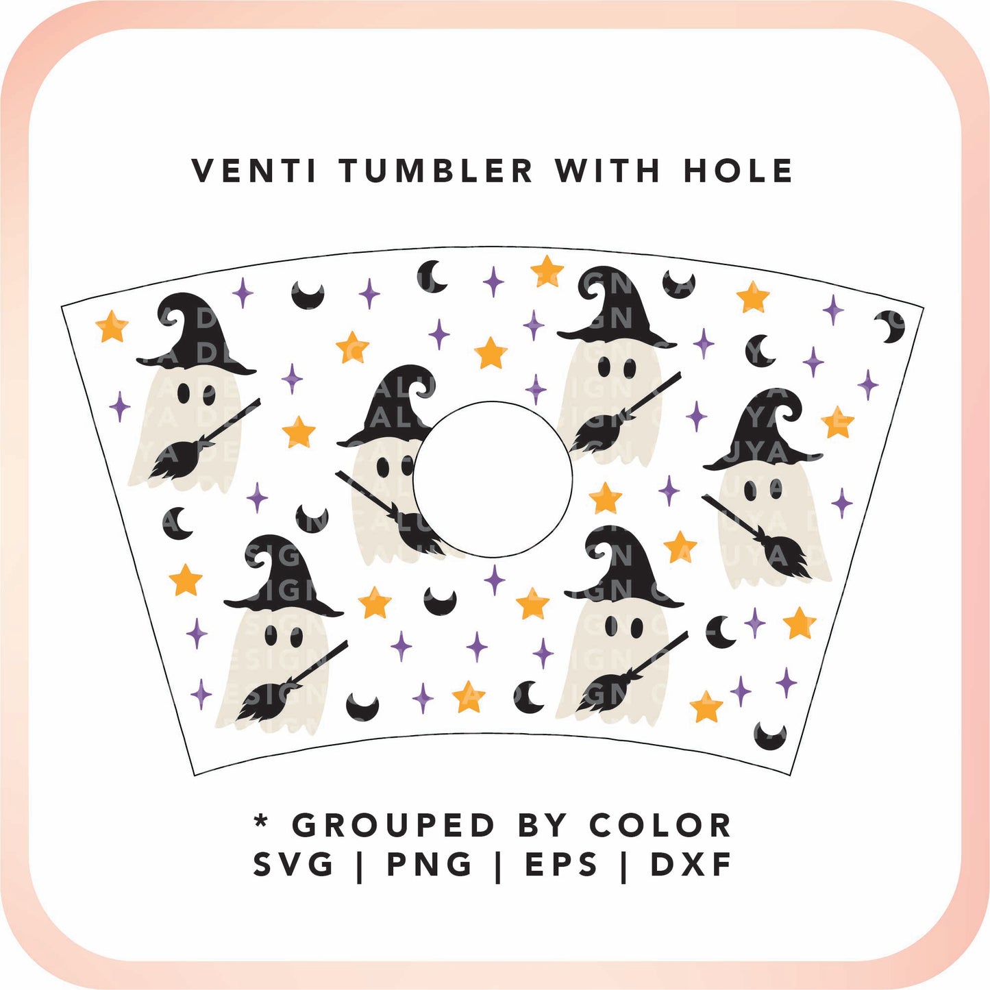 With Logo Venti Cup Wrap SVG | Witch Ghost Cup Wrap