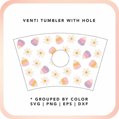 With Logo Venti Cup Wrap SVG | Candy Corn & Daisy Cup Wrap