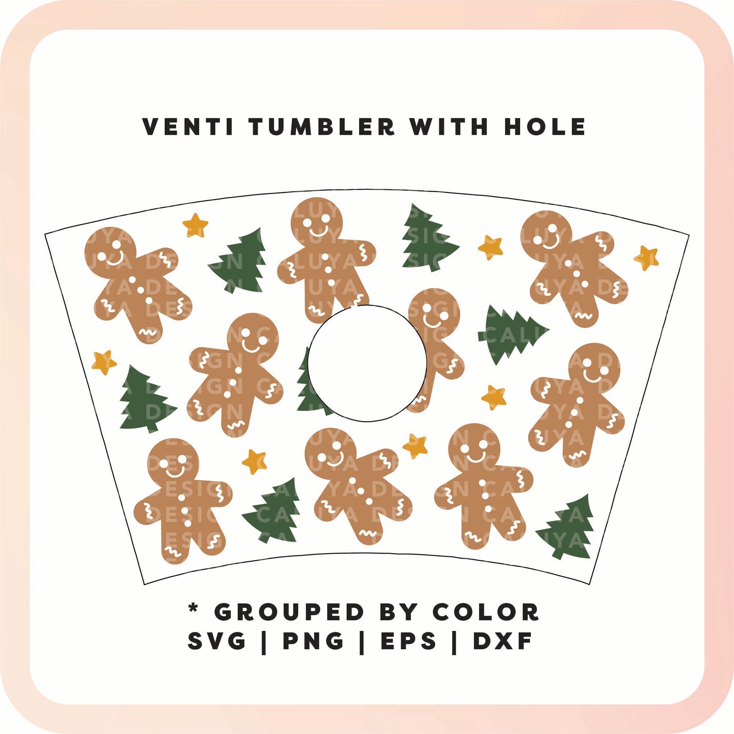 With Logo Venti Cup Wrap SVG | Gingerbread Man Wrap SVG