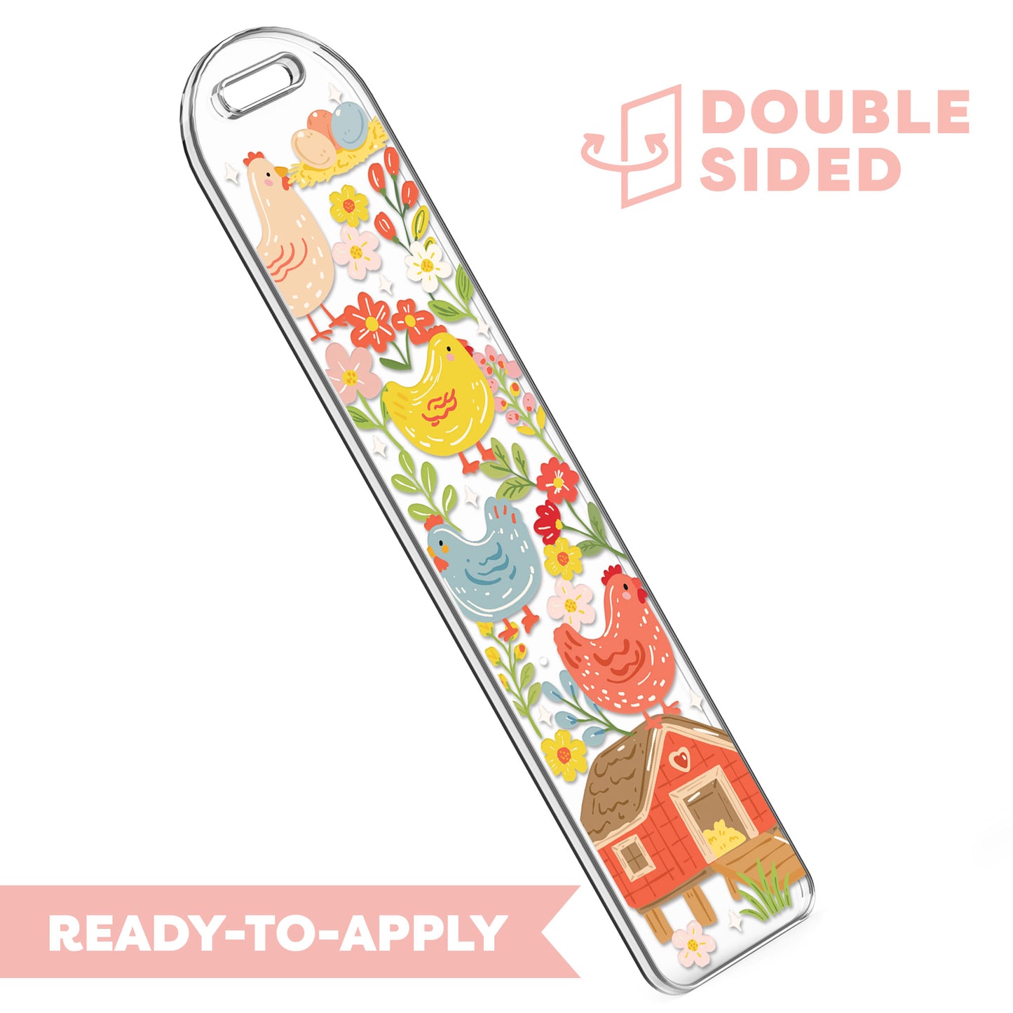 [ Double Sided ] Bookmark UV DTF Decal | Happy Chicken Farm 🐓