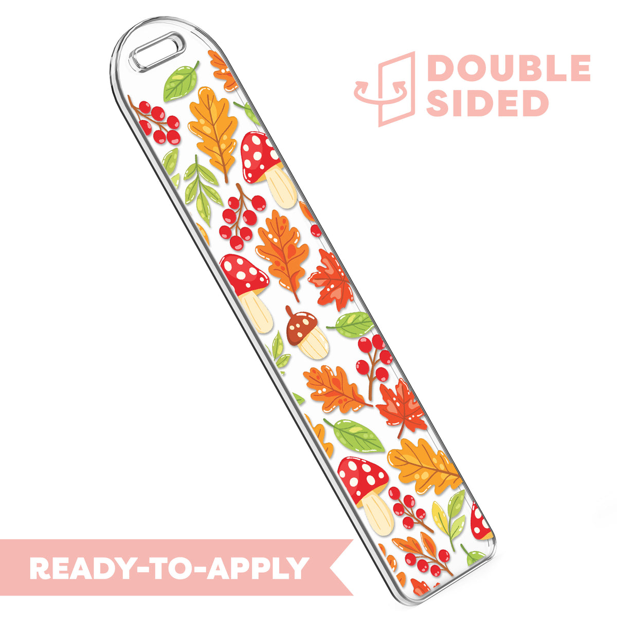 [ Double Sided ] Bookmark UV DTF Decal | Mushroom & Falling Leaves