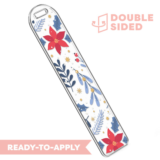 [ Double Sided ] Bookmark UV DTF Decal | Snowy Botanical Winter