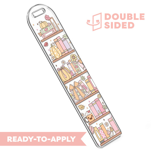 [ Double Sided ] Bookmark UV DTF Decal | Pumpkin Bookshelf