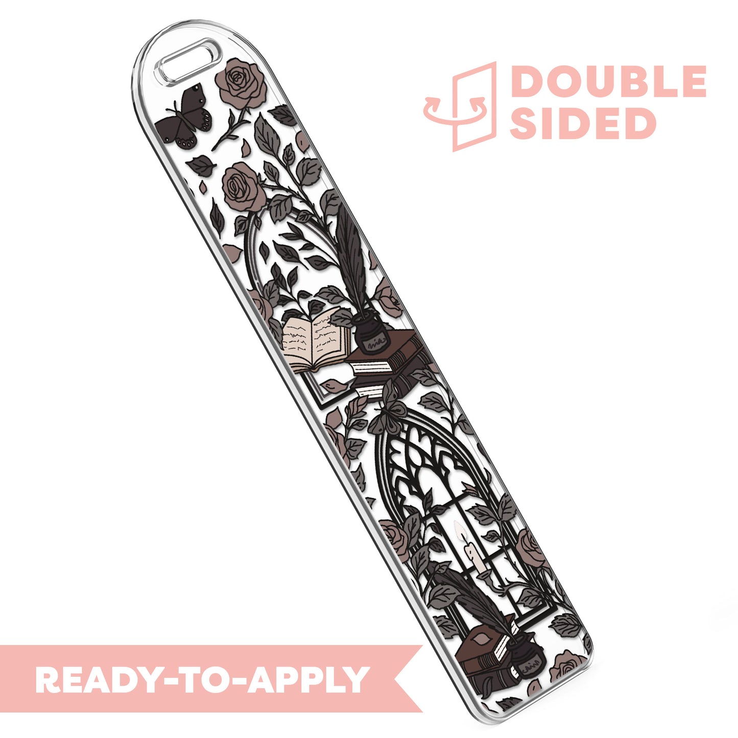 [ Double Sided ] Bookmark UV DTF Decal | Rose Academia Romance
