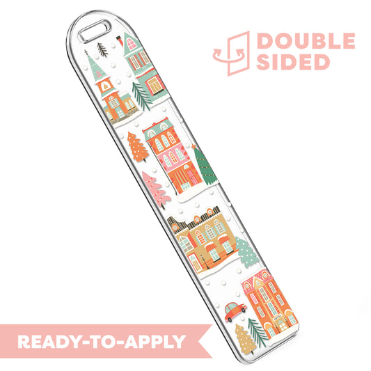[ Double Sided ] Bookmark UV DTF Decal | Snowy Townhouse