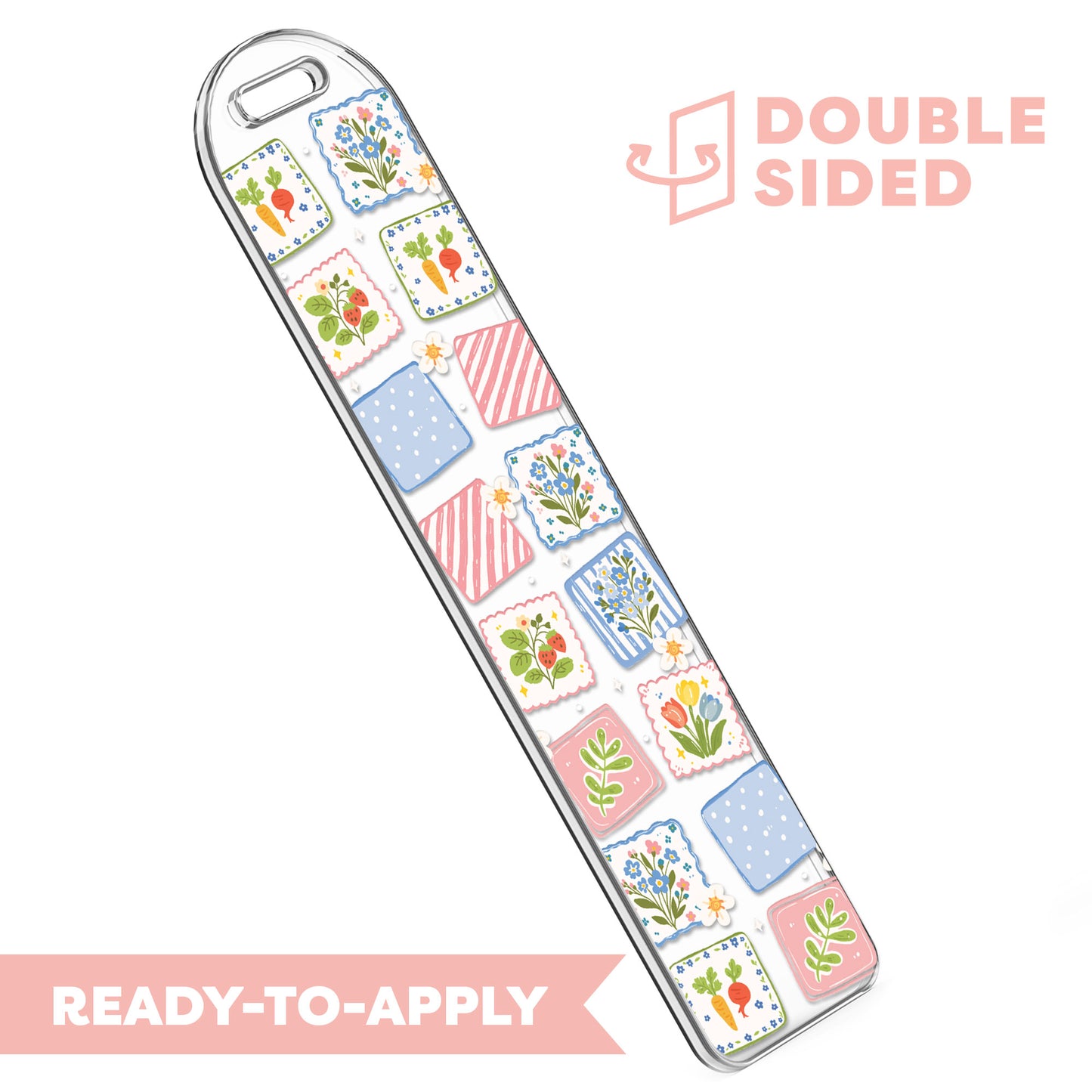 [ Double Sided ] Bookmark UV DTF Decal | Cozy Patchwork