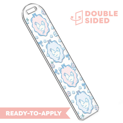 [ Double Sided ] Bookmark UV DTF Decal | Coquette Blue Chicken