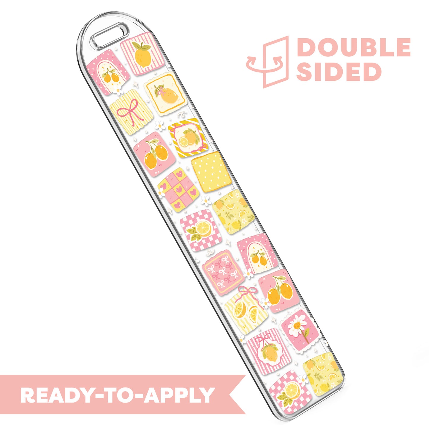 [ Double Sided ] Bookmark UV DTF Decal | Lemon Patchwork