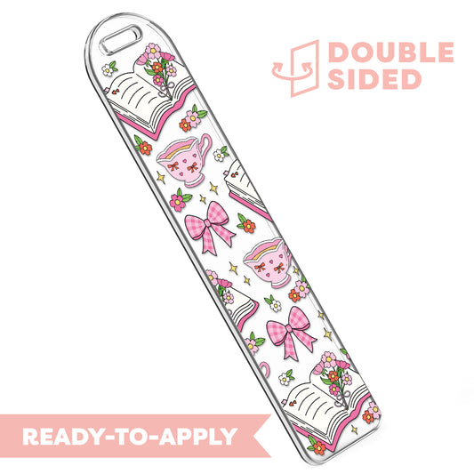 [ Double Sided ] Bookmark UV DTF Decal | Coquette Reading Time