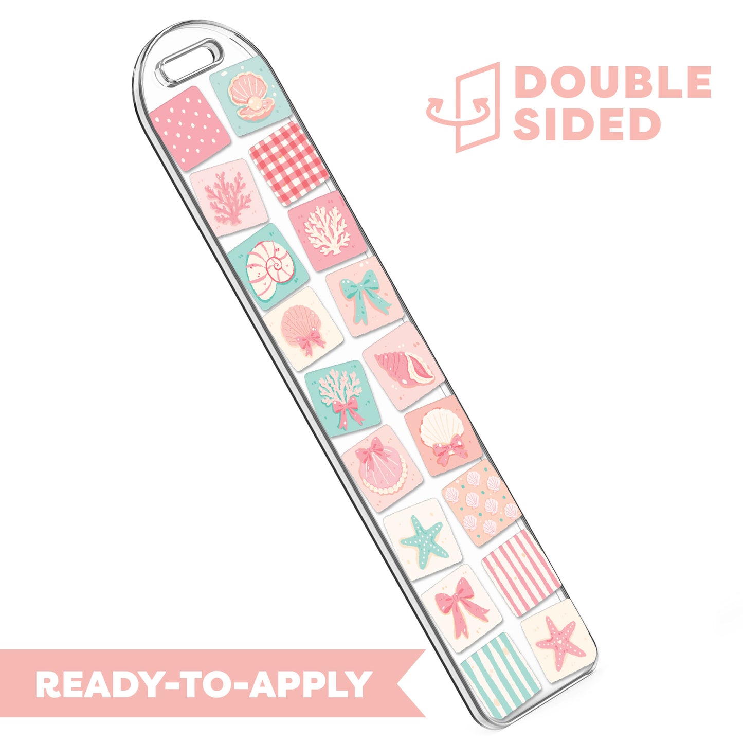 [ Double Sided ] Bookmark UV DTF Decal | Coquette Beach Patchwork 🌴🎀