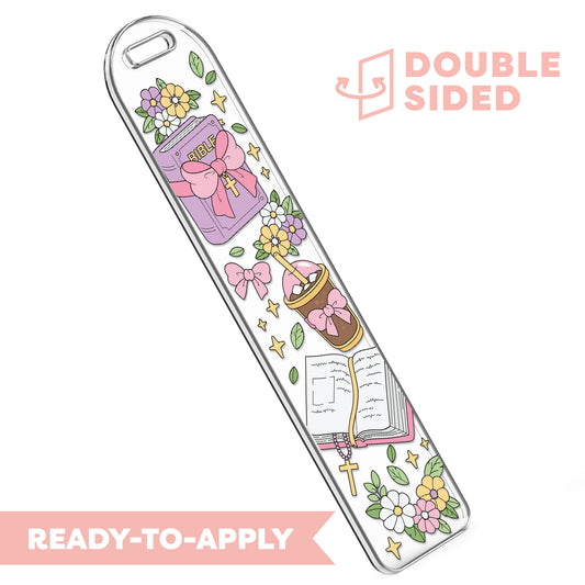 [ Double Sided ] Bookmark UV DTF Decal | Faith x Coquette Bow