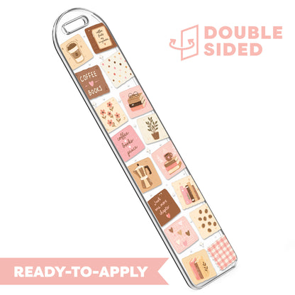 [ Double Sided ] Bookmark UV DTF Decal | Coffee Lover Patchwork ☕