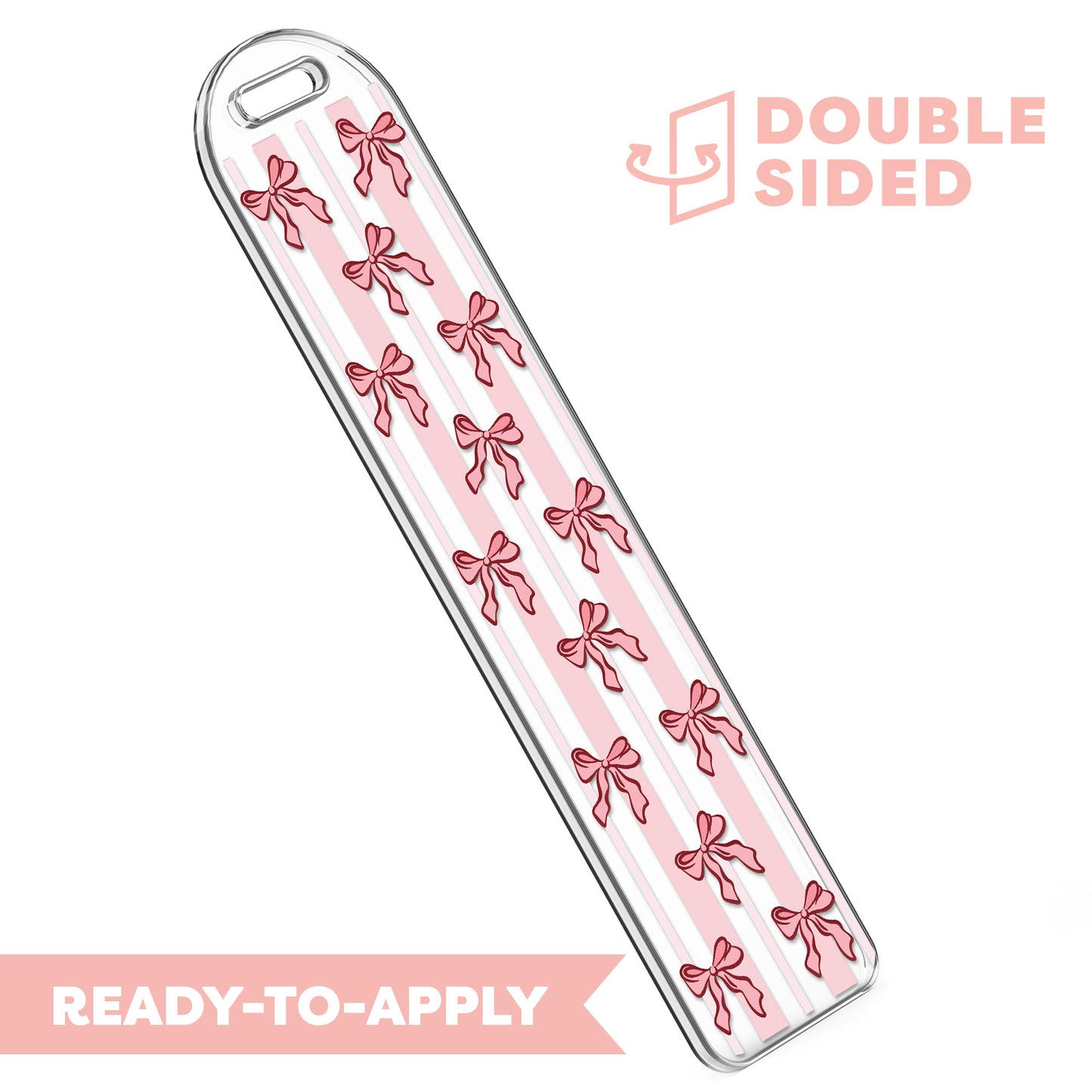 [ Double Sided ] Bookmark UV DTF Decal | Coquette Stripe Bow