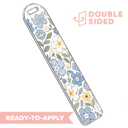 [ Double Sided ] Bookmark UV DTF Decal | Blue Floral Field 🦋