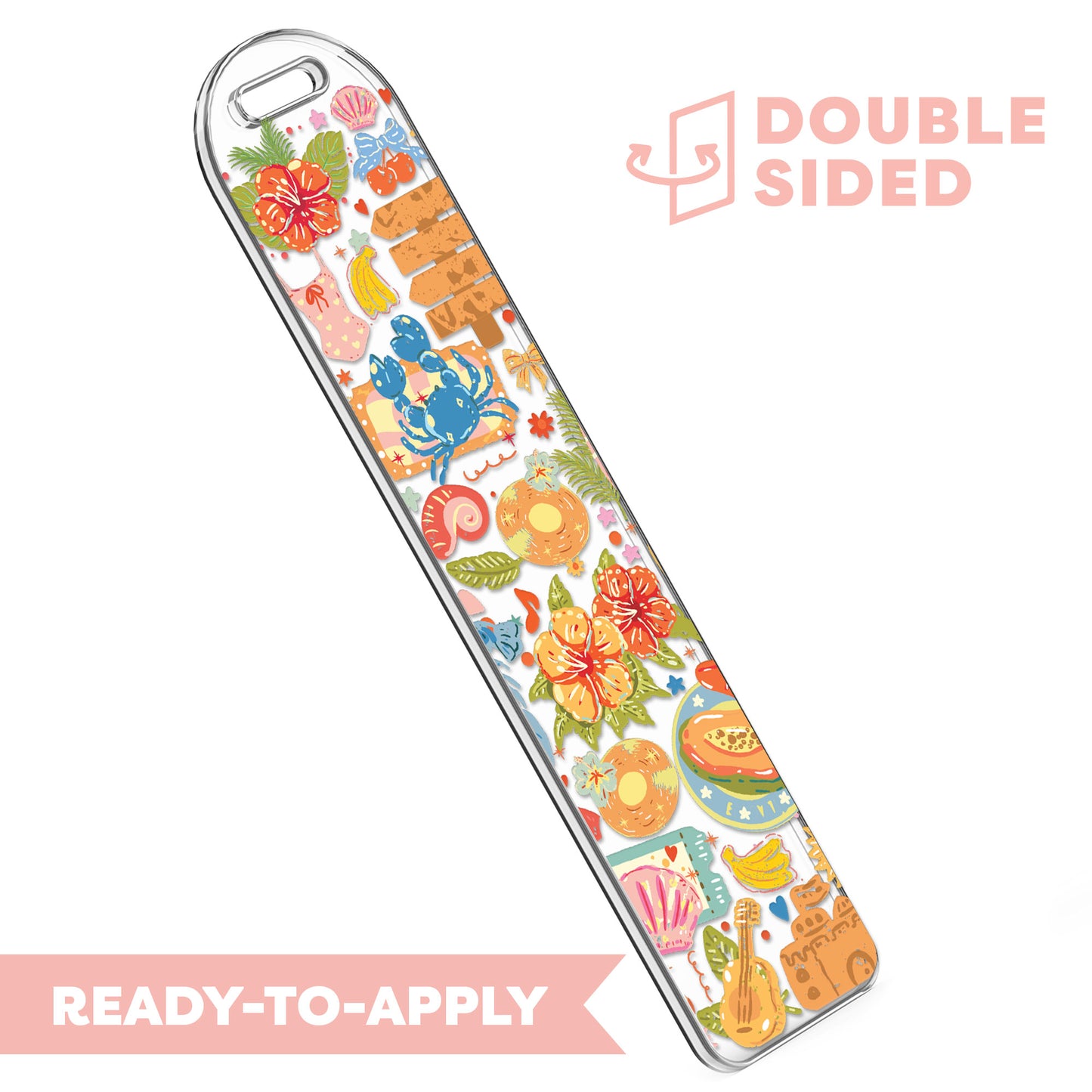 [ Double Sided ] Bookmark UV DTF Decal | Tropical Vibes
