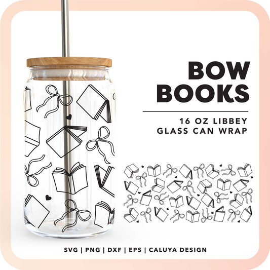 16oz Libbey Can Cup Wrap SVG | Bow Books SVG