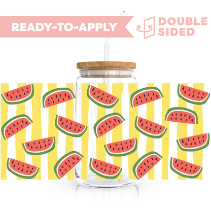 [ Double Sided ] 16oz Cup UV DTF Decal | Watermelon Stripe