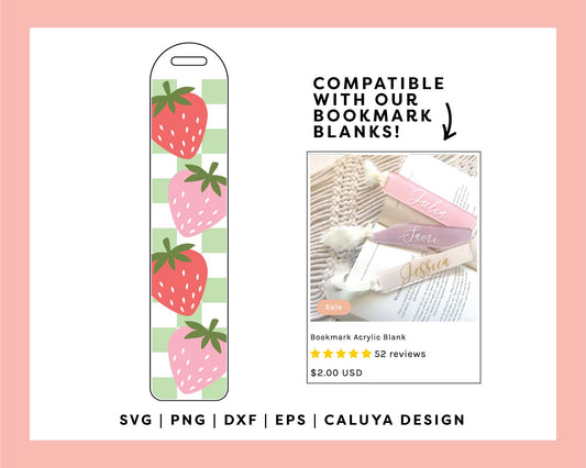 Bookmark Template SVG | Checkered Strawberry SVG