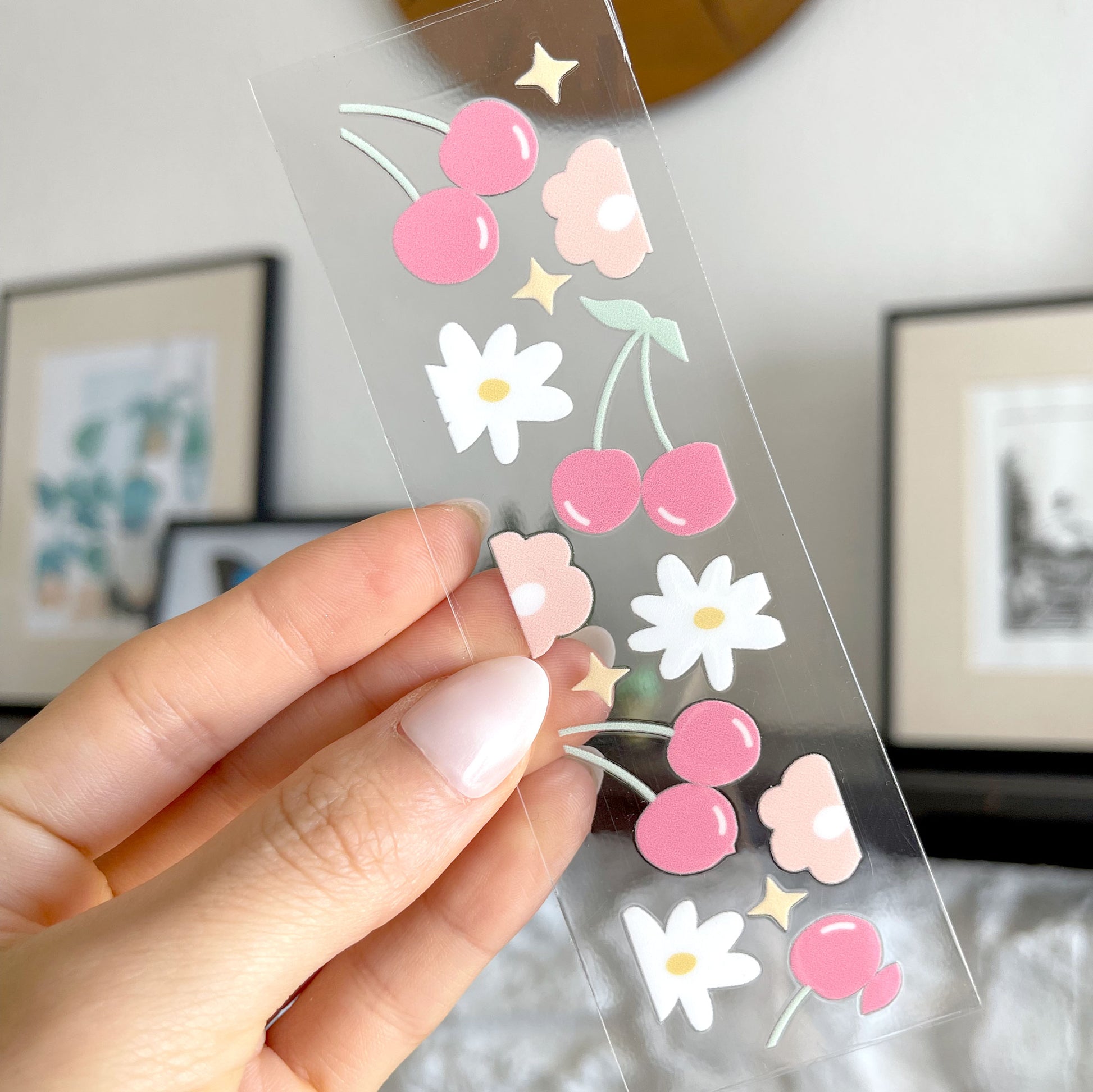 Bookmark UV DTF Decal | Floral Cherry for DIY bookmark