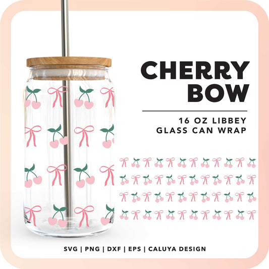 16oz Libbey Can Cup Wrap SVG | Cherry Bow SVG